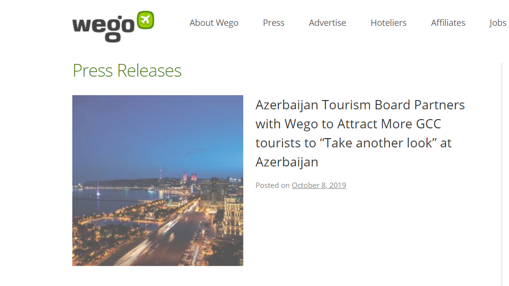 Azərbaycan Yaxın Şərqdə turizm potensialının təbliğatını genişləndirir